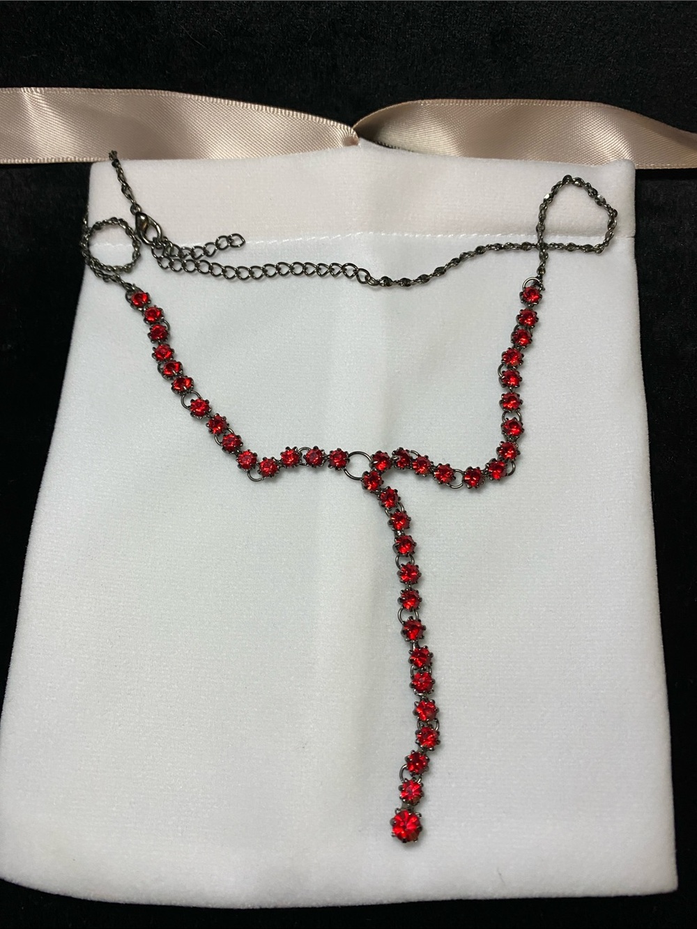 Vintage Red rhinestone Crystal Shape Drop Necklace Prom Bridal Evening